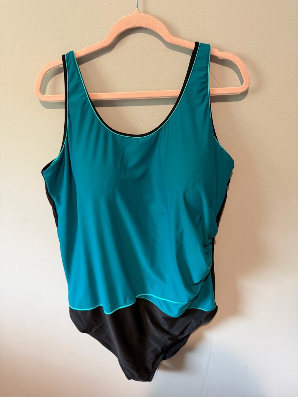 Catherines Women's‎ Teal and Black One Piece Swimsuit Size 26W